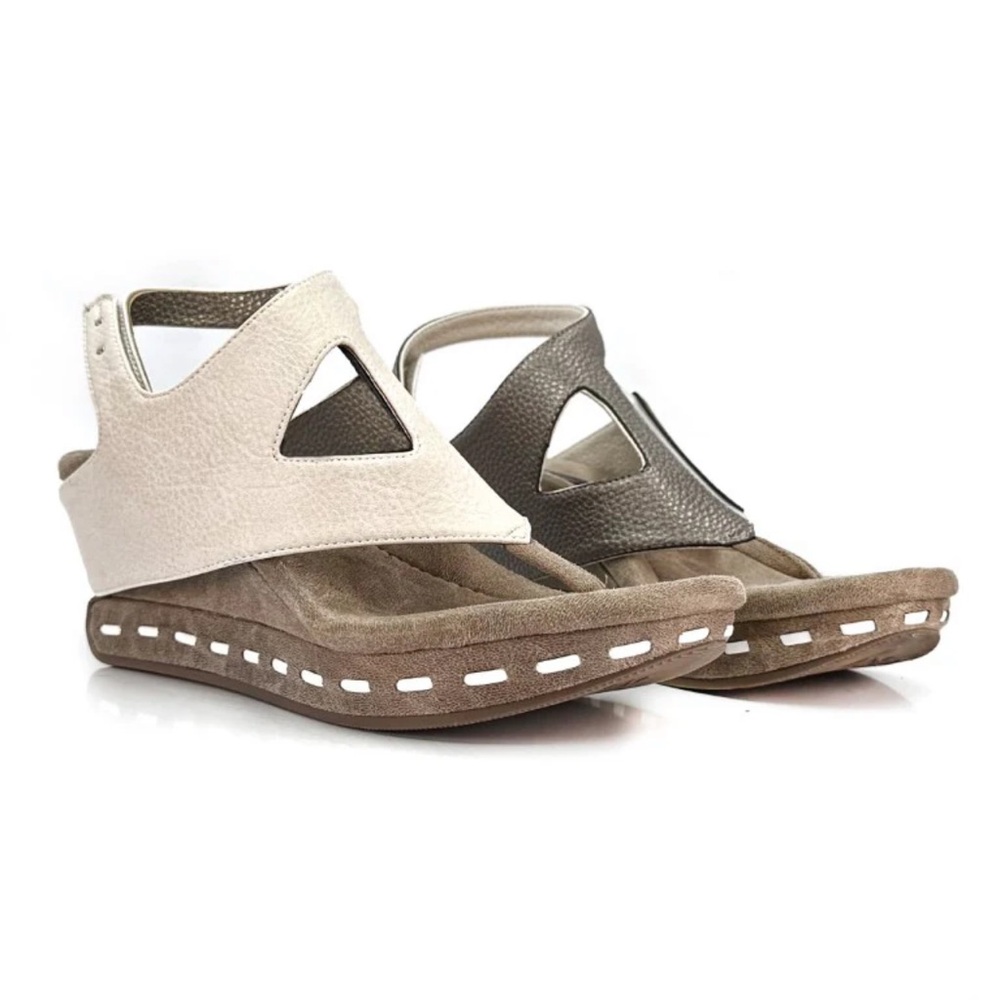 NEW! Venitia MODZORI Sandals Off White and Pewter Wedge Sandals size 11